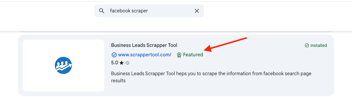 Facebook Scraper Tool on Chrome Web Store