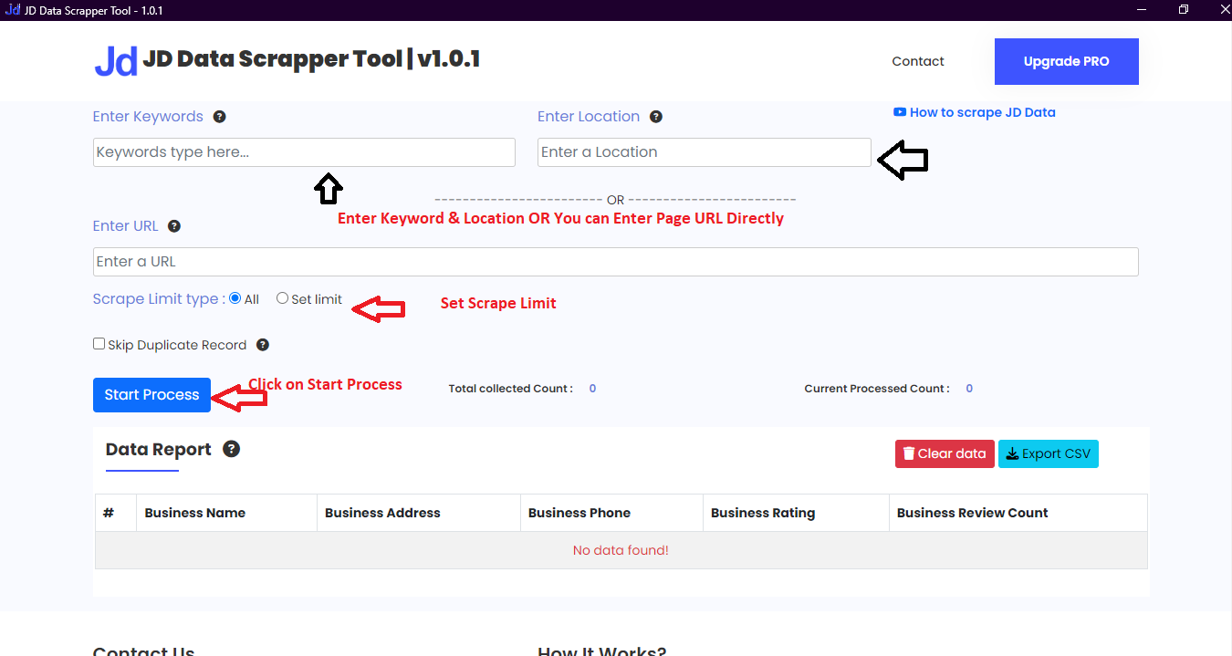 Scrape data from JD Data Scraper Tool