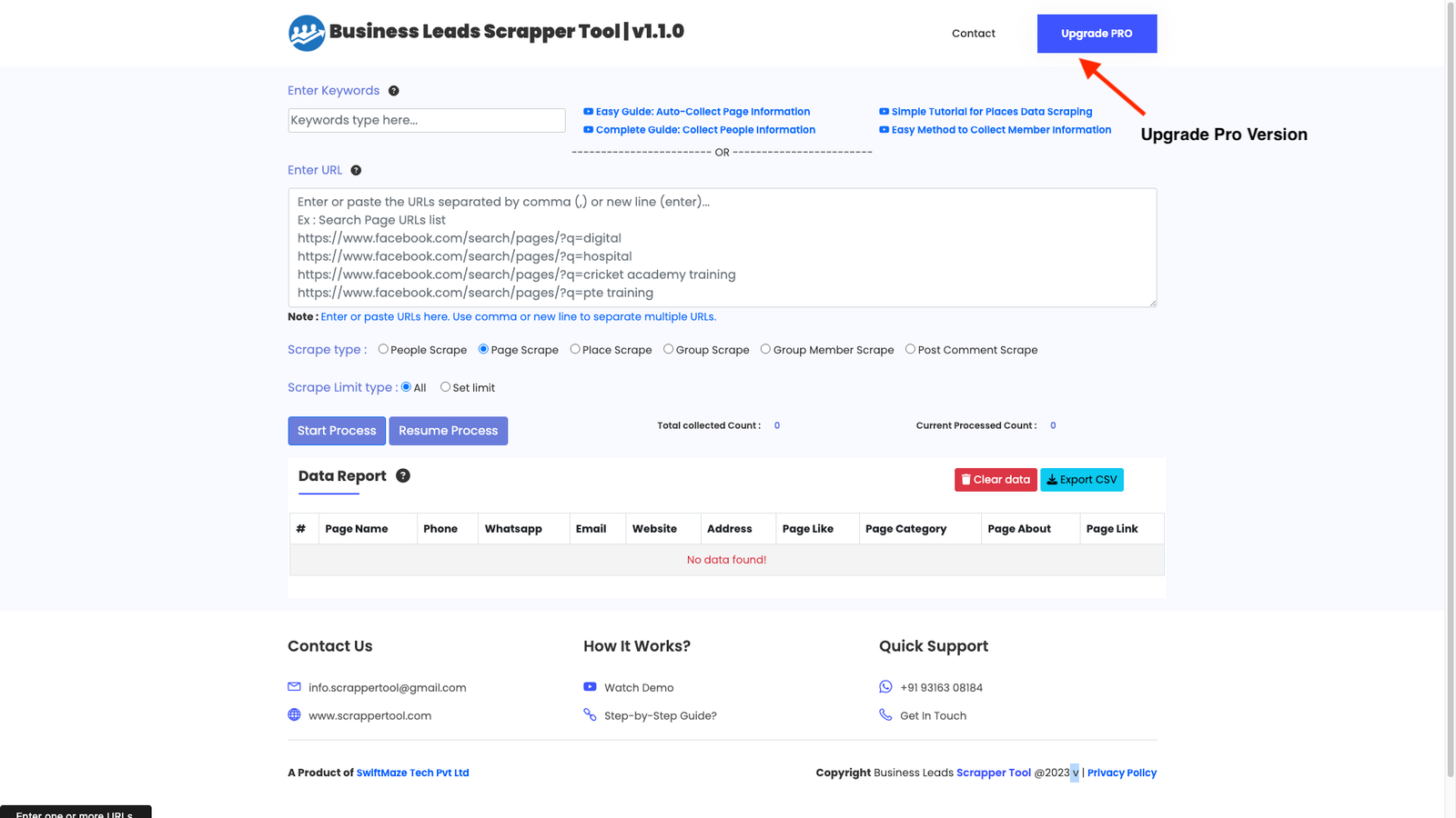 Upgrade Facebook Scraper Tool