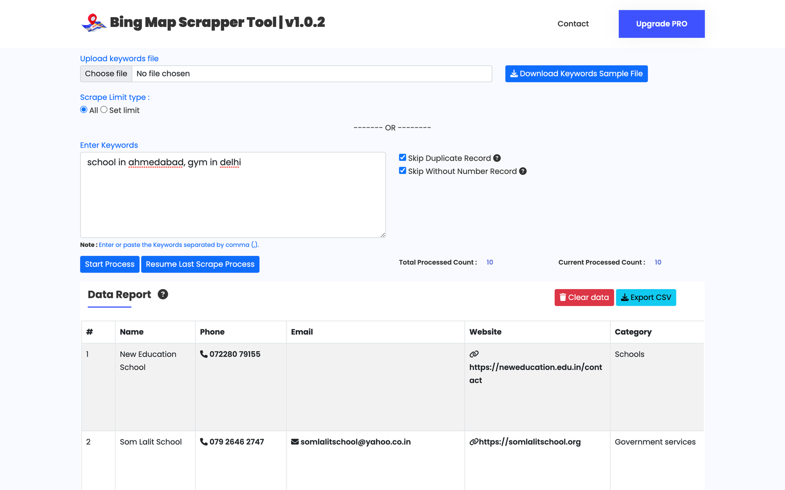 Bing map scraper tool step 7 - scrappertool