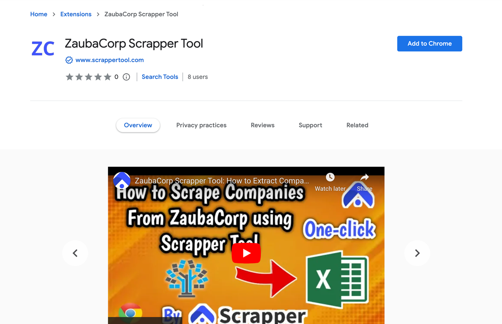 Zaubacorp Scrapper Tool Step 1