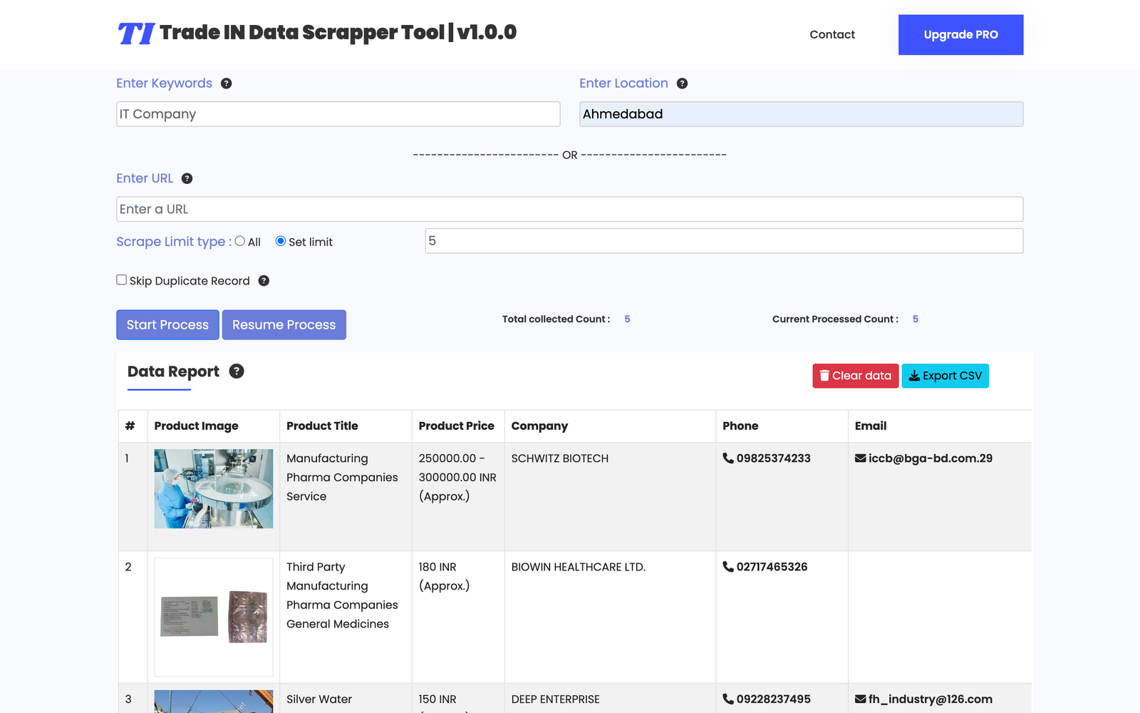 TradeIndia Data Scraper export data- Scrapper Tool