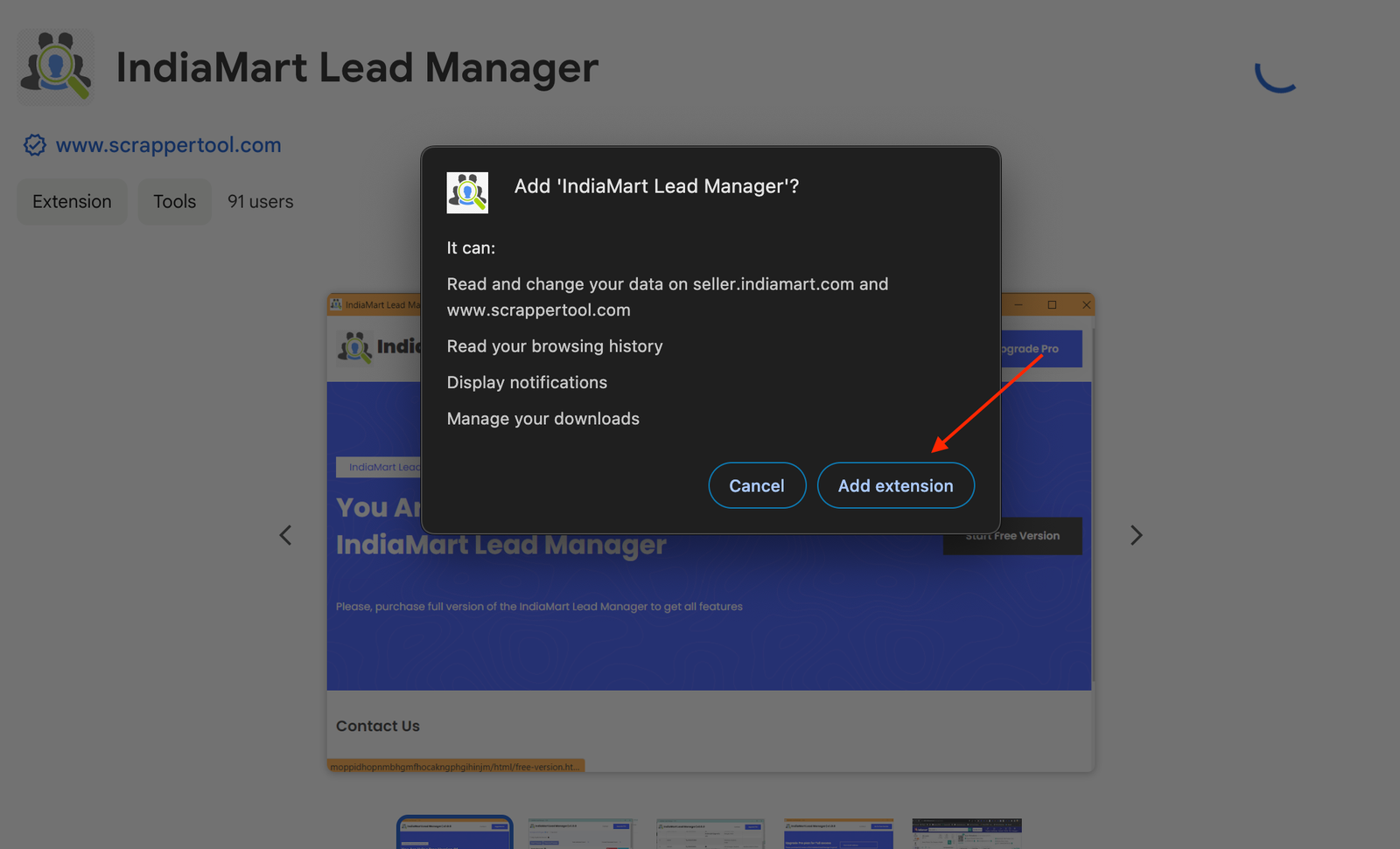 IndiaMart Lead Manager Add to Chrome - Scrapper Tool