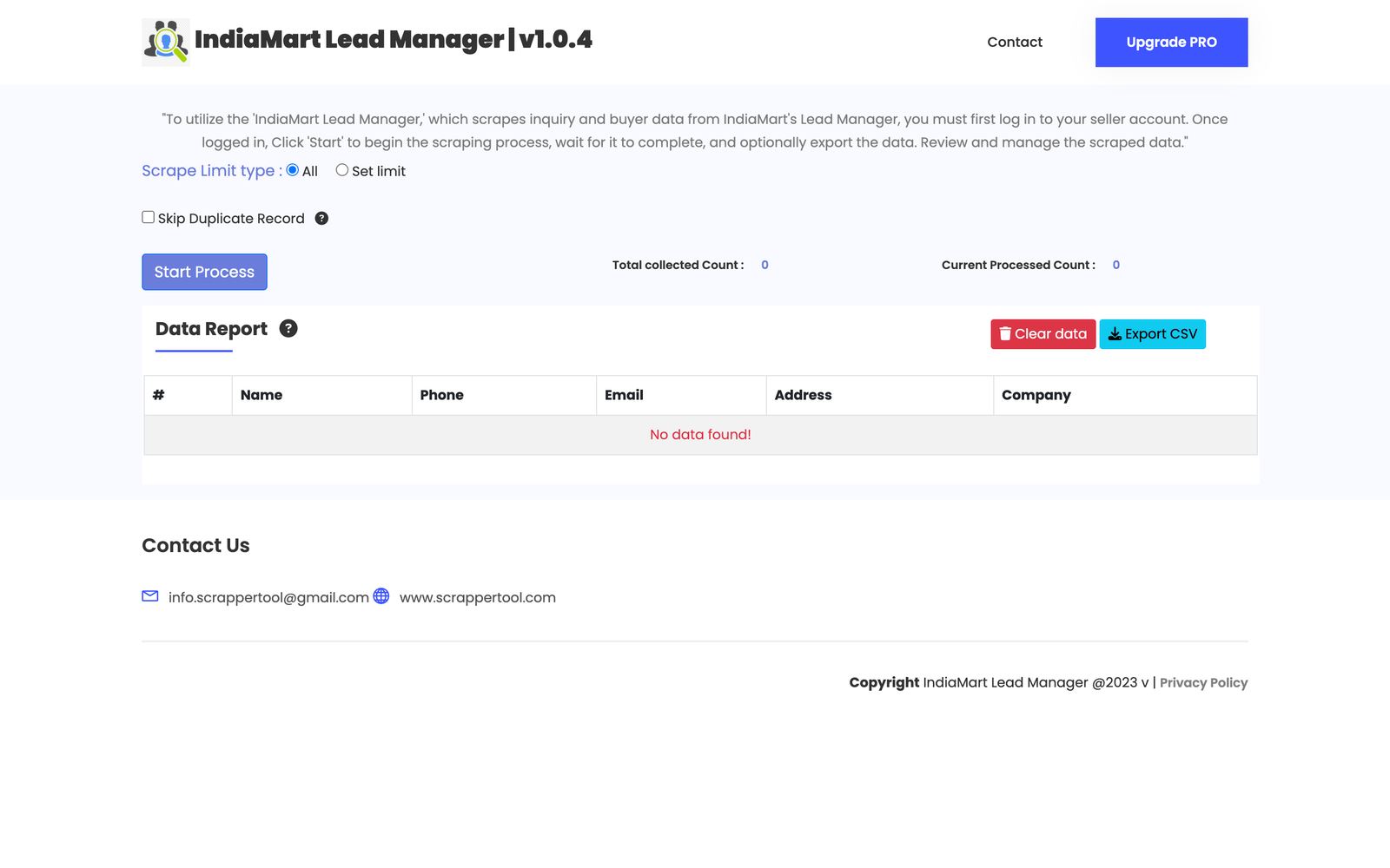 IndiaMart Lead Manager Tool Dashboard - Scrapper Tool