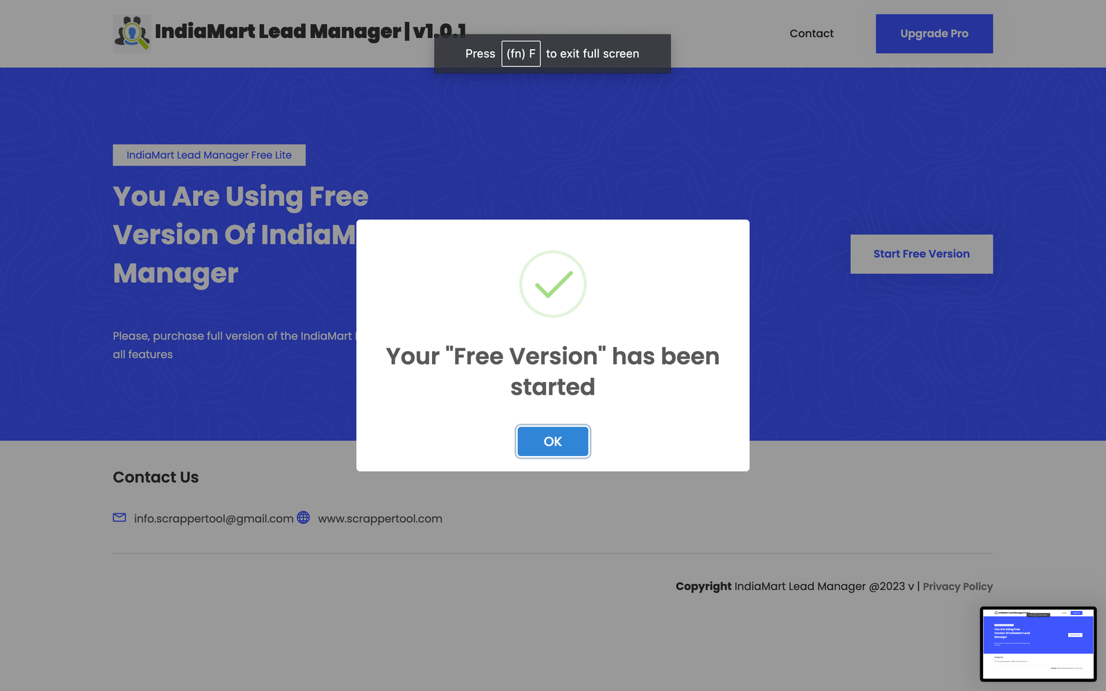 Start Free Version of Lead Manager Tool - Scrapper Tool