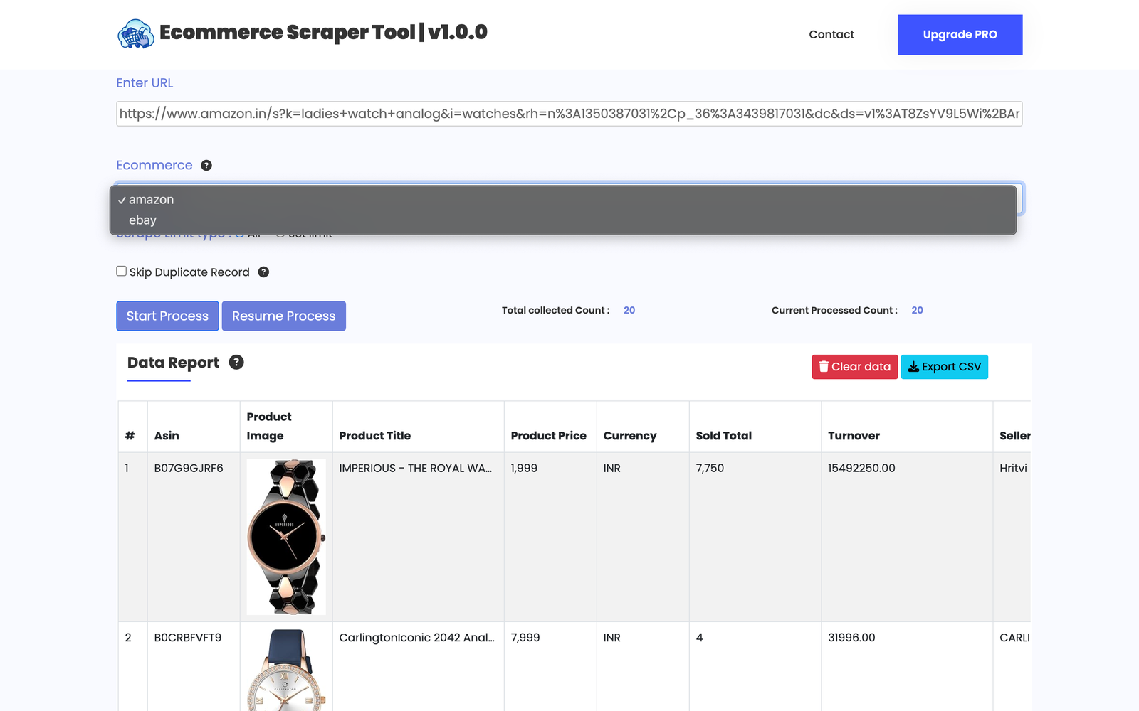 Scrape Data Example on Ecommerce Scraper Tool - Scrapper Tool