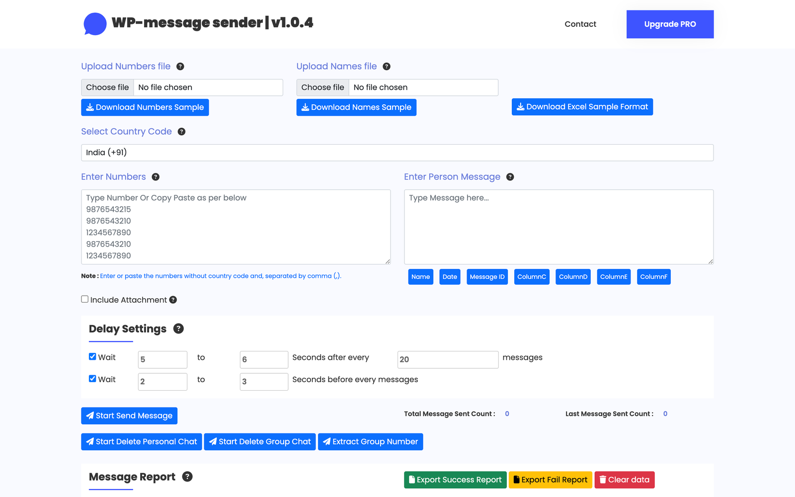 Wp message sender dashboard