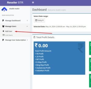 Click on add user - scrapper tool