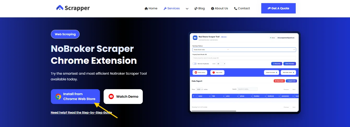 NoBroker Scrapper Tool Page