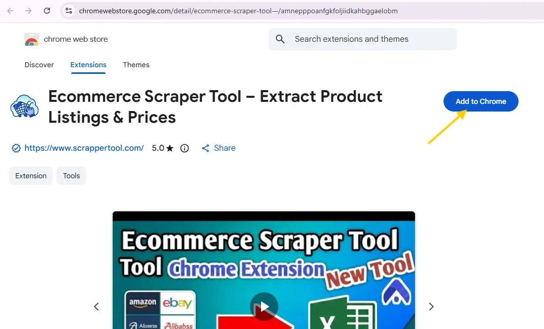 eBay Scrapper Tool Web Store Page