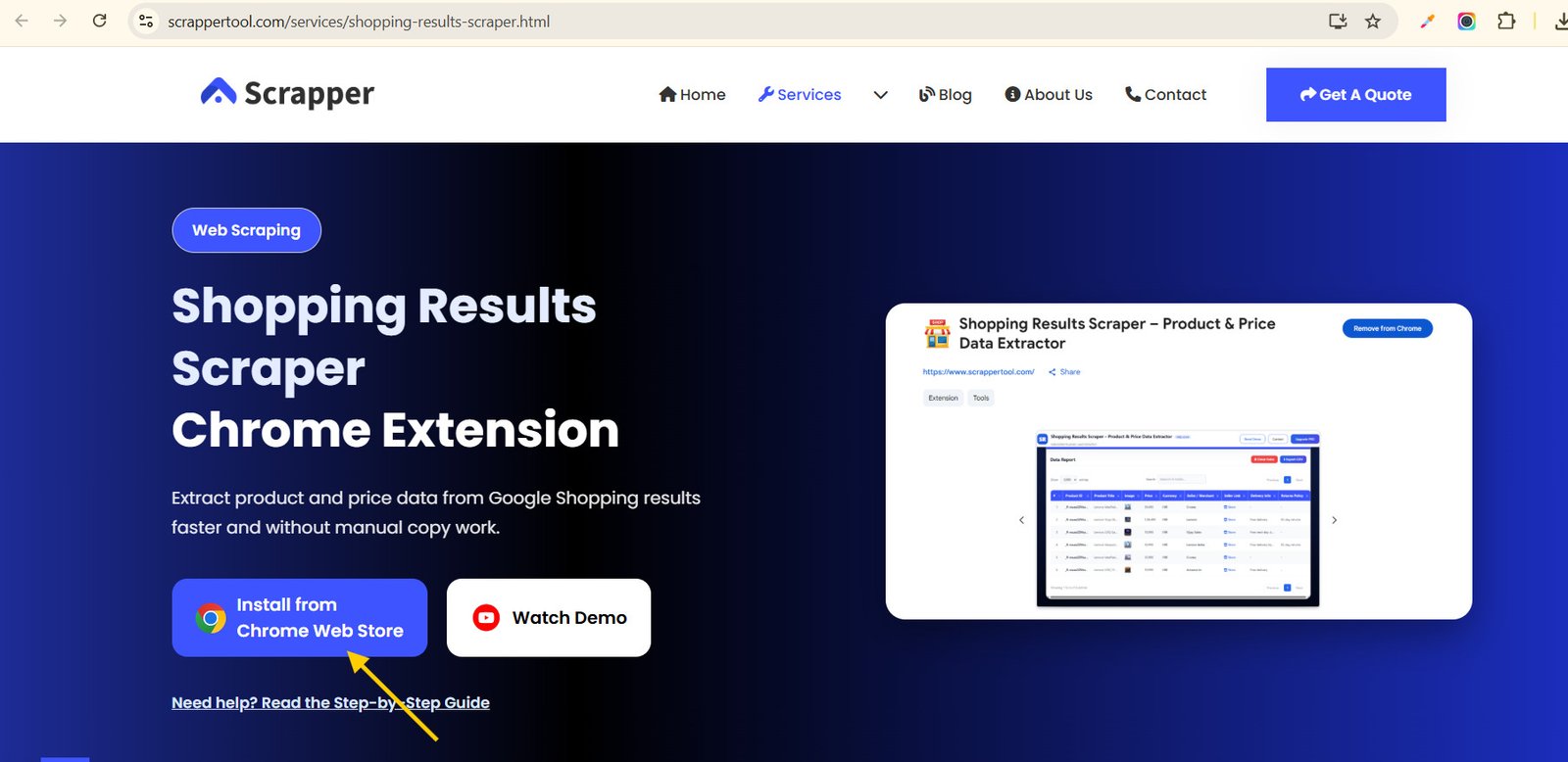 Shopping Results Scrapper Tool Web